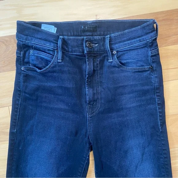 Mother The Stunner Zip Two Step Fray Jeans Womens Sz 25 Reg Dark Wash Mid Rise - Picture 7 of 11